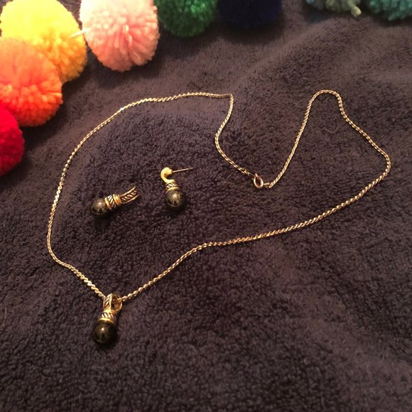 Brighton silver/gold onyx ball jewelry set - Picture 6 of 15